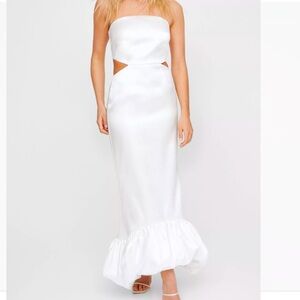 nasty gal structured puffball hem midi dress